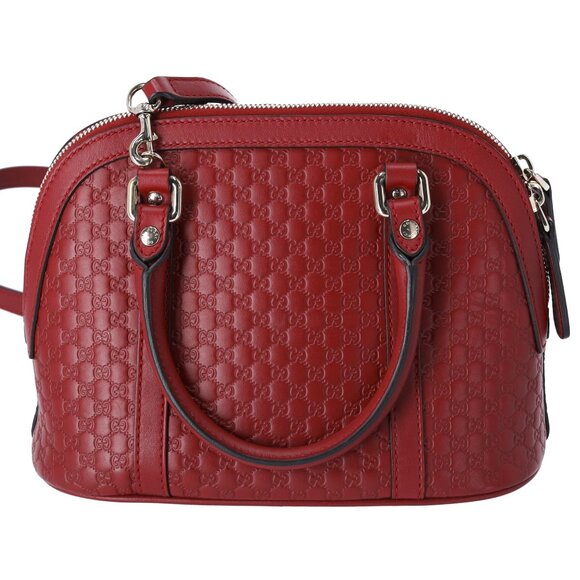 GUCCI Guccissima Micro GG Small Dome Handbag 449654 Red Leather - Picture 5 of 9